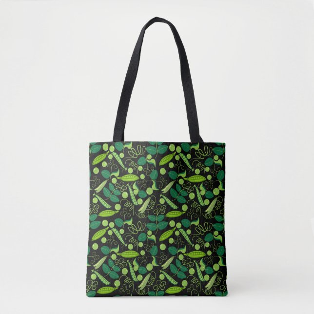 Peas pattern 01.bw Black BG Tote Bag (Front)