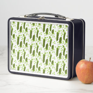 Peas Plants Leaves Round Vegetable Healthy Food Metal Lunch Box