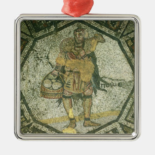 Peasant carrying a ewe and a basket of cheese metal tree decoration