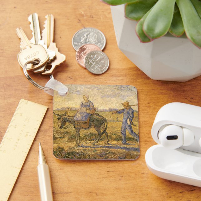Peasant Couple Going to Work by Vincent van Gogh Key Ring (Desk)