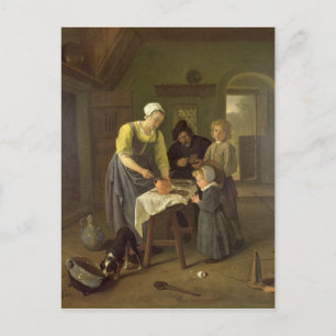 Peasant Family at Meal time, c.1665 Postcard