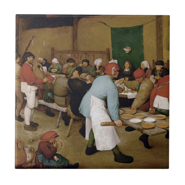 Peasant Wedding by Pieter Bruegel the Elder Tile (Front)