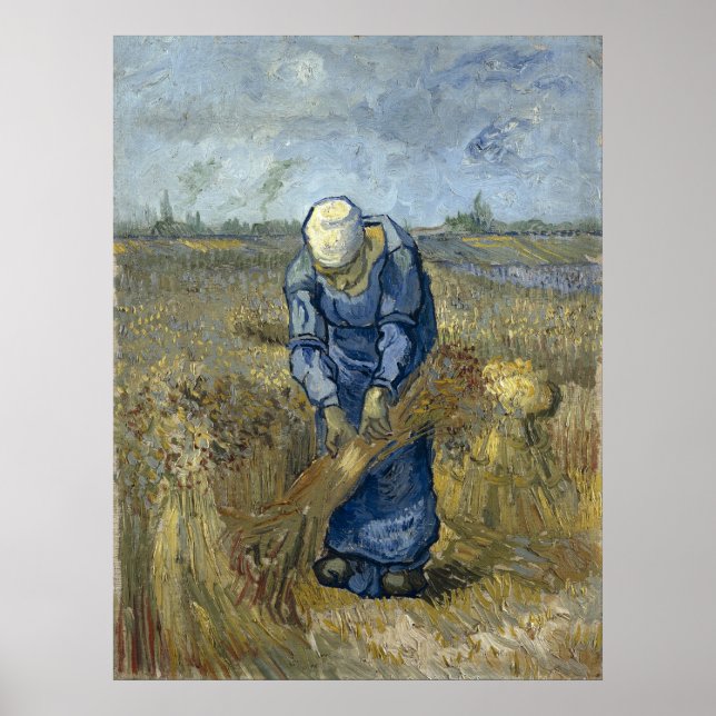 Peasant Woman Binding Sheaves by Vincent Van Gogh Poster (Front)