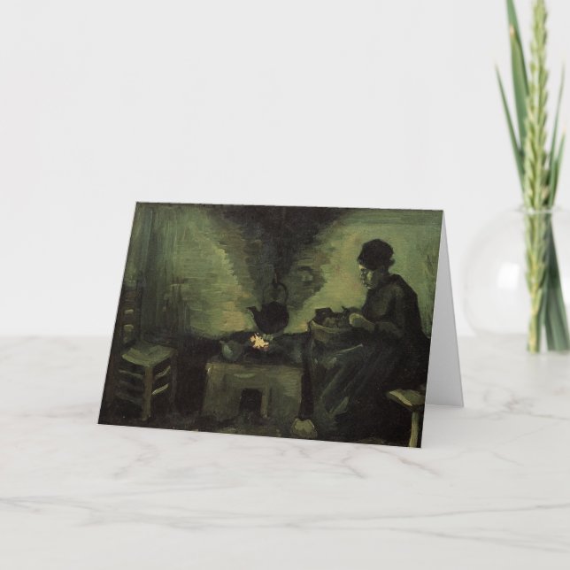 Peasant Woman by Fireplace by Vincent van Gogh Card (Front)
