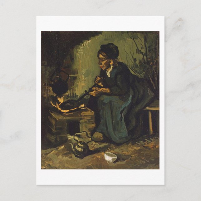 Peasant Woman by Fireplace, Vincent van Gogh Postcard (Front)