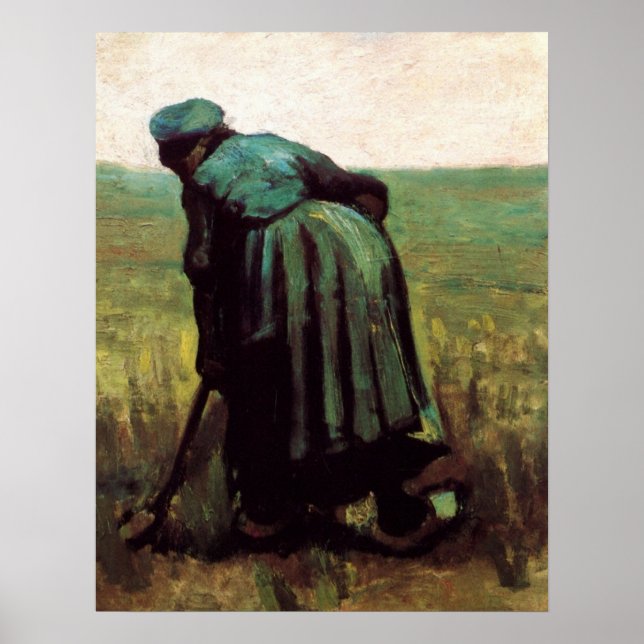 Peasant Woman Digging by Vincent van Gogh Poster (Front)