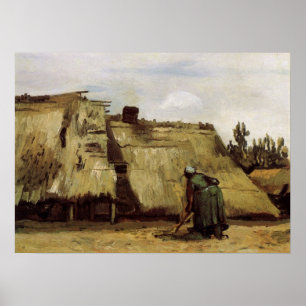 Peasant Woman Digging Cottage by Vincent van Gogh Poster