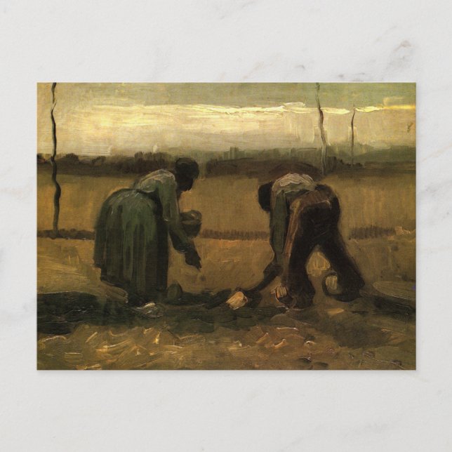 Peasant Woman Planting Potato by Vincent van Gogh Postcard (Front)