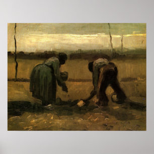Peasant Woman Planting Potato by Vincent van Gogh Poster