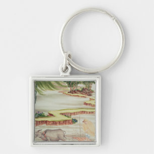 Peasant working in the paddy fields key ring