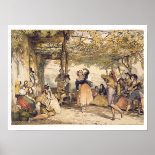 Peasants dancing the Bolero, from 'Sketches of Spa Poster