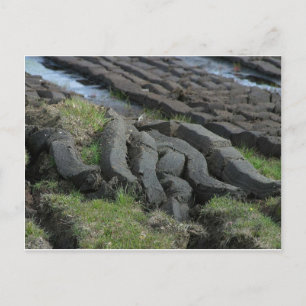 Peat cutting postcard