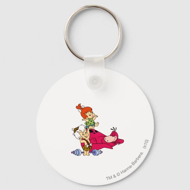 PEBBBLES™ and Bam Bam and Dino Playtime Key Ring (Front)