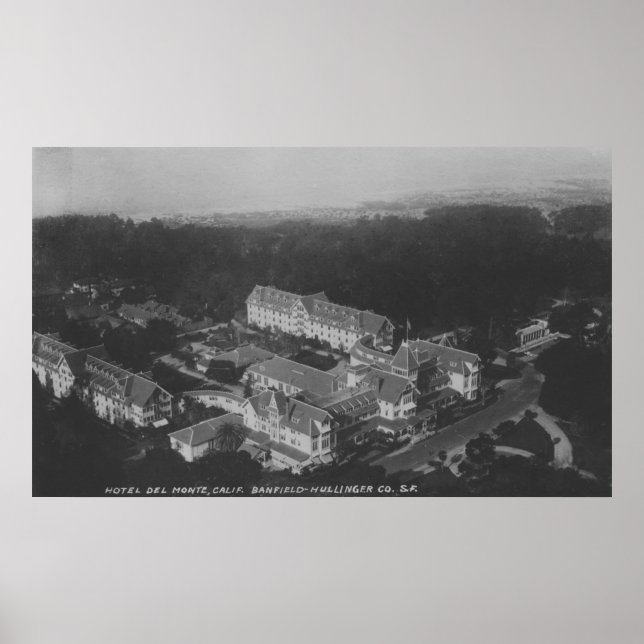 Pebble Beach, CA - Hotel Del Monte Aerial View Poster (Front)