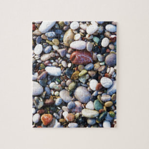 Pebble beach in Rhodes, Greece up close photo Jigsaw Puzzle