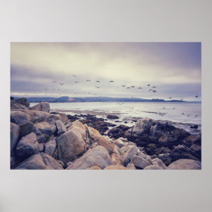 Pebble Beach Rocky Coastal Morning Poster