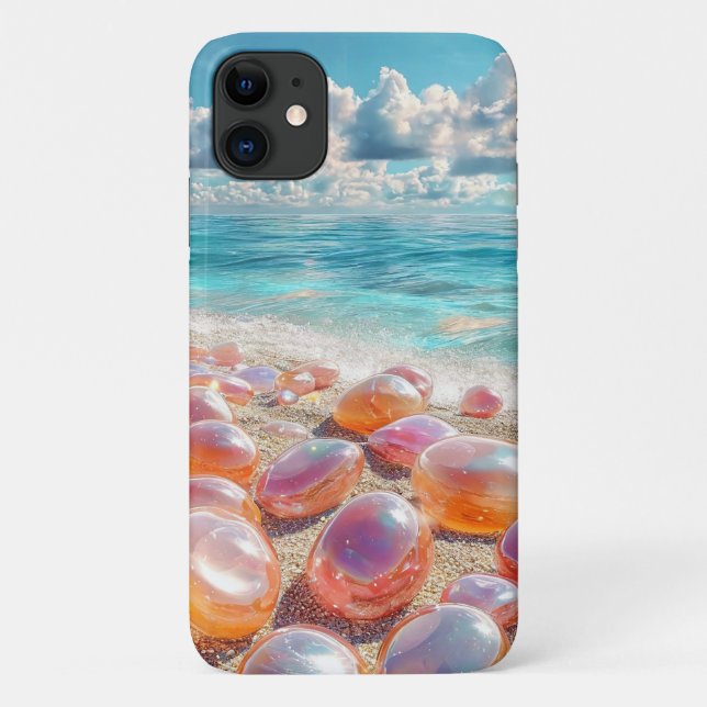 Pebble Beach Seascape Calm Ocean Stones Nature Case-Mate iPhone Case (Back)