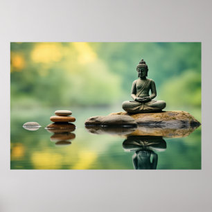 Pebble Buddha Tranquil Peaceful Nature  Poster