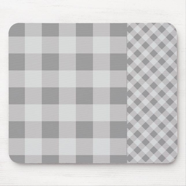 Pebble Grey Gingham pattern Mouse Pad (Front)