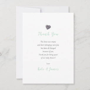 Pebble Heart Couples Baby Shower Thank You Poem Card