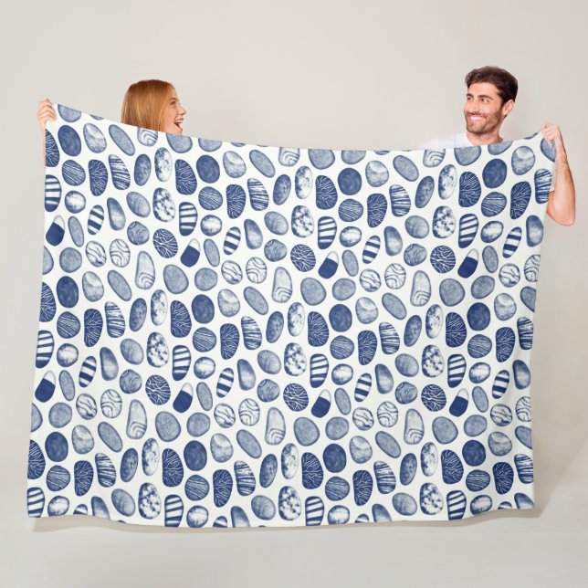 Pebble Pattern - Cyanotype Effect Fleece Blanket (In Situ)
