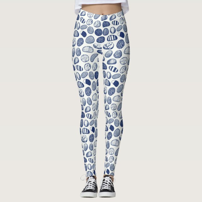 Pebble Pattern - Cyanotype Effect Leggings (Front)