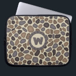 Pebble Stone Rock Monogram Pattern Laptop Sleeve<br><div class="desc">This original pattern design features an abstract graphic of black and grey pebbles / stones / rocks on a light brown background. There is also a circular space for you to add your monogram. It's a great design for anyone looking for a subtle texture reminiscent of a walkway or garden...</div>