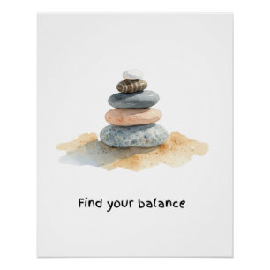 Pebble Stones Find Your Balance Poster