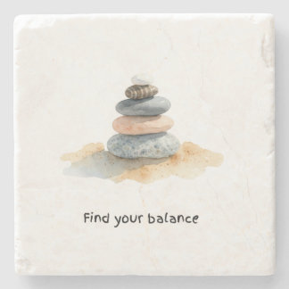 Pebble Stones Find Your Balance Stone Coaster