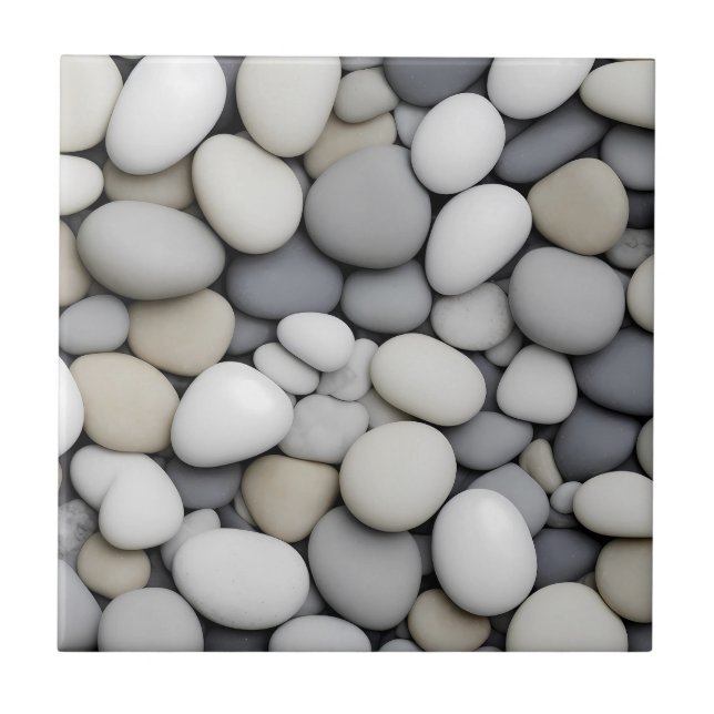 Pebble Texture Flat Fake Grey Stone Illusion Tile (Front)