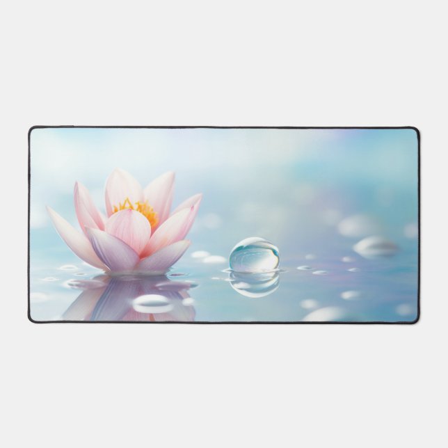Pebble Water Flowers Tranquil Peaceful  Desk Mat (Front)