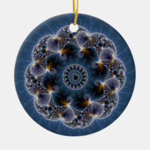 Pebbled Fractal Art Ceramic Tree Decoration
