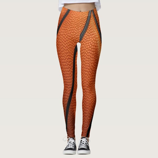 Pebbled Passion – Basketball Texture Macro Leggings (Front)