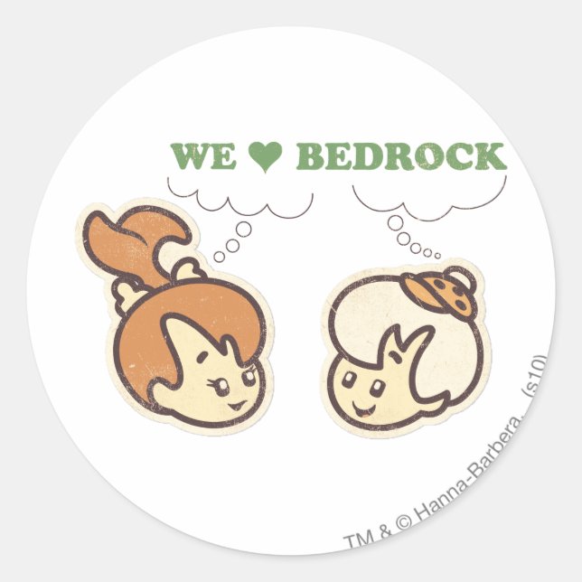 PEBBLES™ and Bam Bam Love Bedrock Classic Round Sticker (Front)