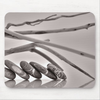 Pebbles and driftwood mouse pad