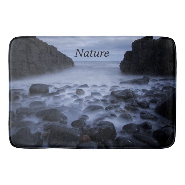 Pebbles and Rocks along the Ocean Shoreline Bath M Mat (Front)