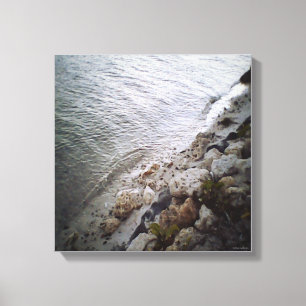 Pebbles At The Beach - Ocean Blue Trimmining Canvas Print