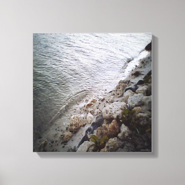 Pebbles At The Beach - Ocean Blue Trimmining Canvas Print (Front)