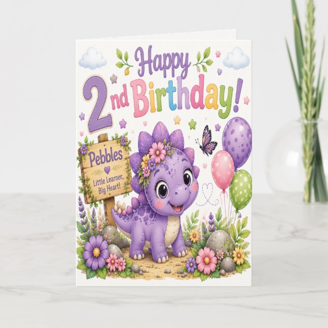 Pebble's Dino-Mite 2nd Birthday Card (Front)