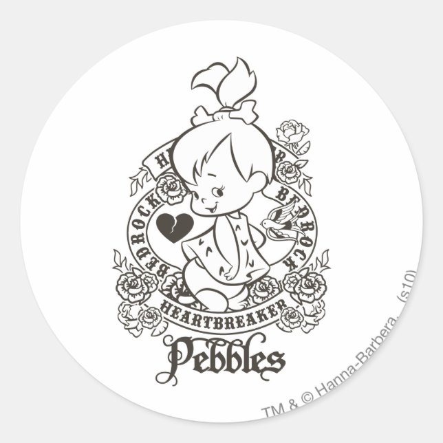 PEBBLES™ Heartbreaker B&W Classic Round Sticker (Front)