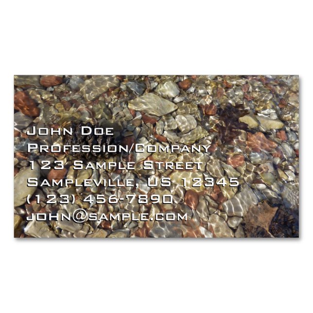 Pebbles in Taylor Creek Nature Photography Magnetic Business Card (Front)
