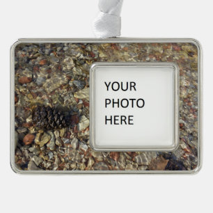 Pebbles in Taylor Creek Nature Photography Silver Plated Framed Ornament