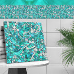 Pebbles Mosaic Art -Aquamarine and Pearl Tile<br><div class="desc">Pebbles Mosaic Art -Aquamarine and Pearl</div>