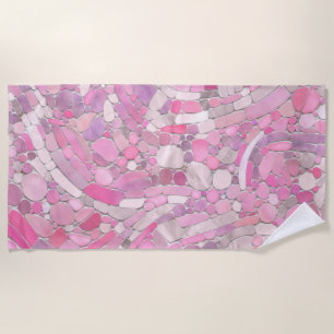 Pebbles Mosaic Art - Rose Blush Pink Beach Towel