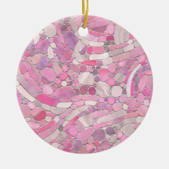 Pebbles Mosaic Art - Rose Blush Pink Ceramic Tree Decoration (Front)