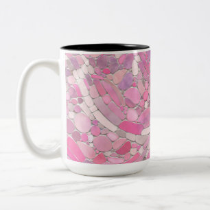Pebbles Mosaic Art - Rose Blush Pink Two-Tone Coffee Mug