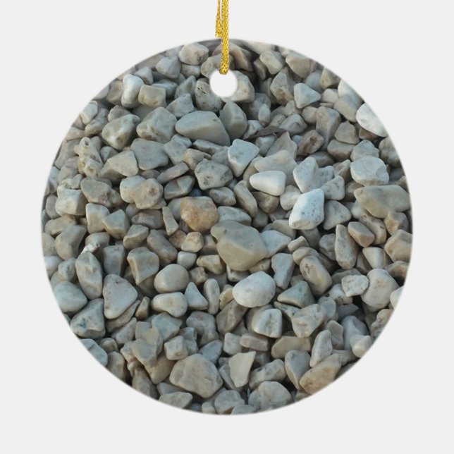 Pebbles on Beach Stone Photography Ceramic Tree Decoration (Back)