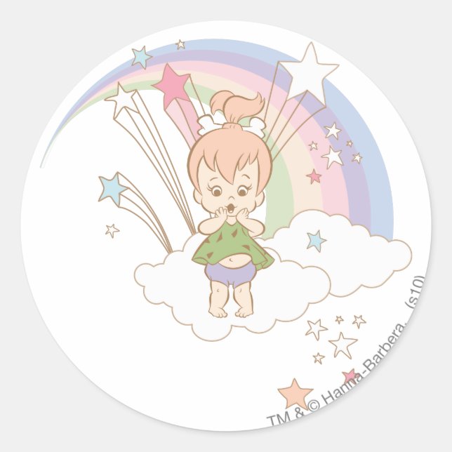 PEBBLES™ Rainbow Stars Classic Round Sticker (Front)