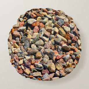 Pebbles rocks colourful texture round cushion