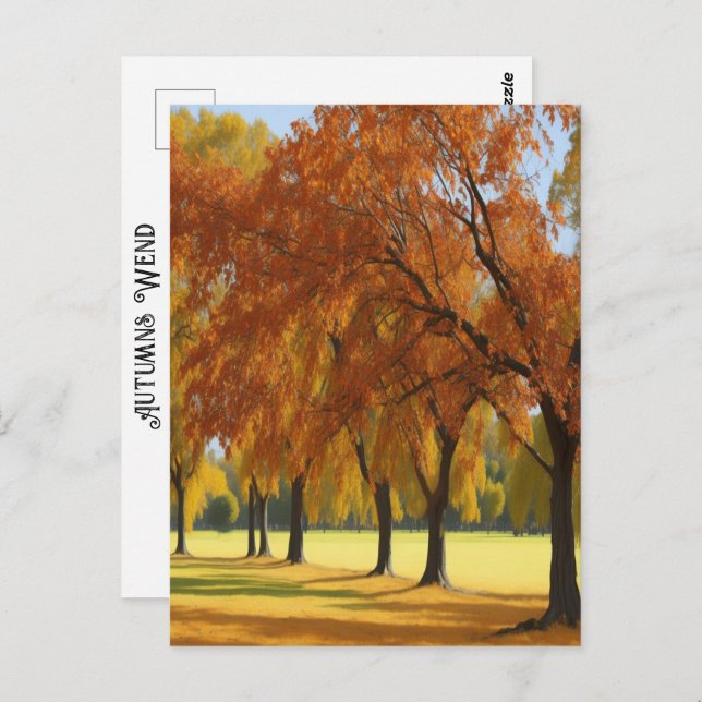 Pecan Grove Edge Pretty Autumns Wend Timeless Art Postcard (Front/Back)